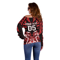 Custom Aotearoa Ngapuhi Off Shoulder Sweater Maori Pattern New Zealand - Polynesian Pride