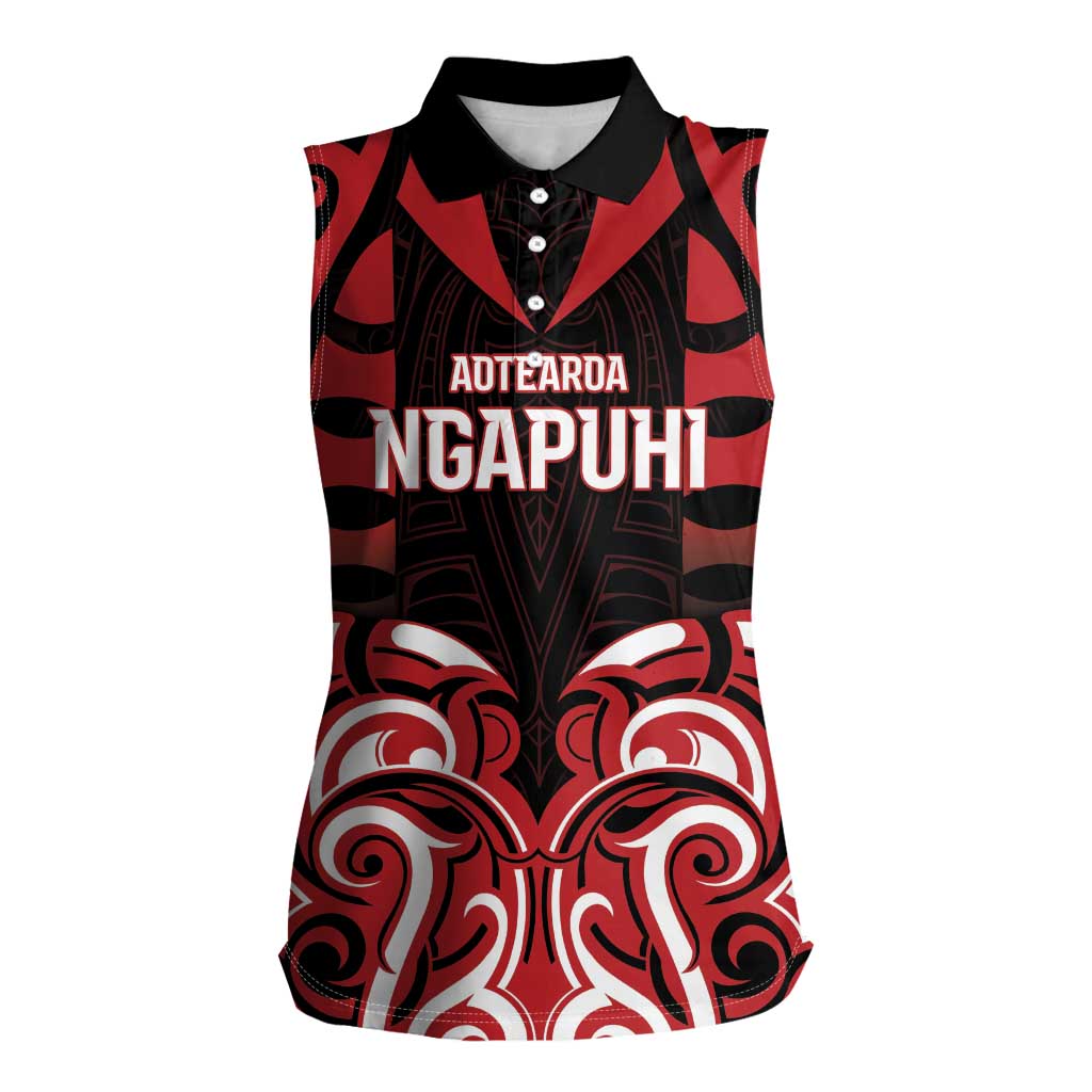 Custom Aotearoa Ngapuhi Women Sleeveless Polo Shirt Maori Pattern New Zealand DT05 Female Red - Polynesian Pride