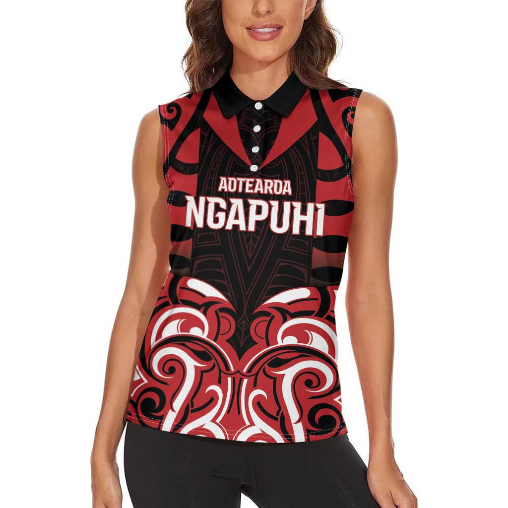 Custom Aotearoa Ngapuhi Women Sleeveless Polo Shirt Maori Pattern New Zealand DT05 - Polynesian Pride