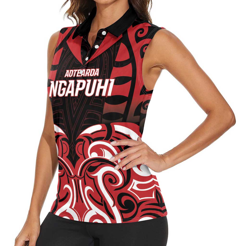 Custom Aotearoa Ngapuhi Women Sleeveless Polo Shirt Maori Pattern New Zealand DT05 - Polynesian Pride