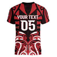 Custom Aotearoa Ngapuhi Women V-Neck T-Shirt Maori Pattern New Zealand DT05 - Polynesian Pride