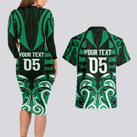Custom Aotearoa Ngai Tahu Couples Matching Long Sleeve Bodycon Dress and Hawaiian Shirt Maori Pattern New Zealand DT05 - Polynesian Pride