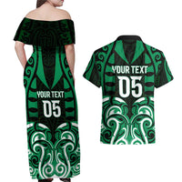 Custom Aotearoa Ngai Tahu Couples Matching Off Shoulder Maxi Dress and Hawaiian Shirt Maori Pattern New Zealand DT05 - Polynesian Pride