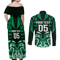 Custom Aotearoa Ngai Tahu Couples Matching Off Shoulder Maxi Dress and Long Sleeve Button Shirt Maori Pattern New Zealand DT05 - Polynesian Pride
