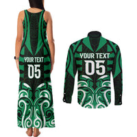 Custom Aotearoa Ngai Tahu Couples Matching Tank Maxi Dress and Long Sleeve Button Shirt Maori Pattern New Zealand DT05 - Polynesian Pride