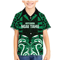 Custom Aotearoa Ngai Tahu Family Matching Mermaid Dress and Hawaiian Shirt Maori Pattern New Zealand DT05 Son's Shirt Green - Polynesian Pride