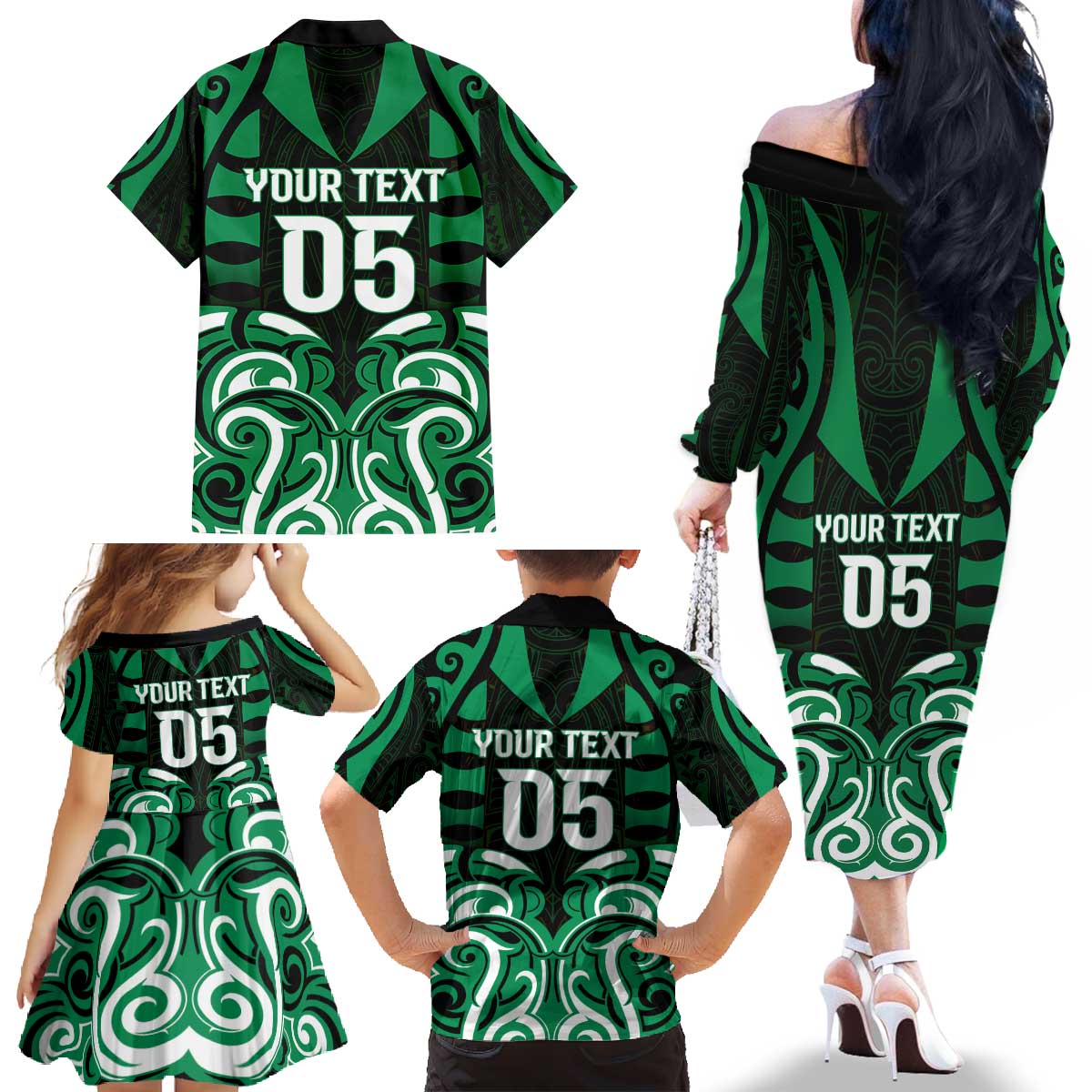 Custom Aotearoa Ngai Tahu Family Matching Off The Shoulder Long Sleeve Dress and Hawaiian Shirt Maori Pattern New Zealand DT05 - Polynesian Pride