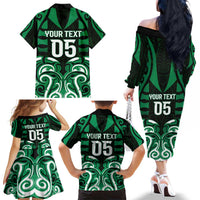Custom Aotearoa Ngai Tahu Family Matching Off The Shoulder Long Sleeve Dress and Hawaiian Shirt Maori Pattern New Zealand DT05 - Polynesian Pride
