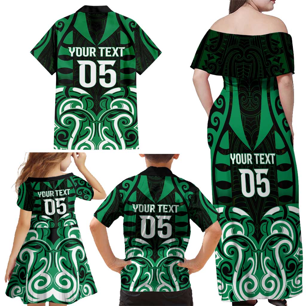 Custom Aotearoa Ngai Tahu Family Matching Off Shoulder Maxi Dress and Hawaiian Shirt Maori Pattern New Zealand DT05 - Polynesian Pride