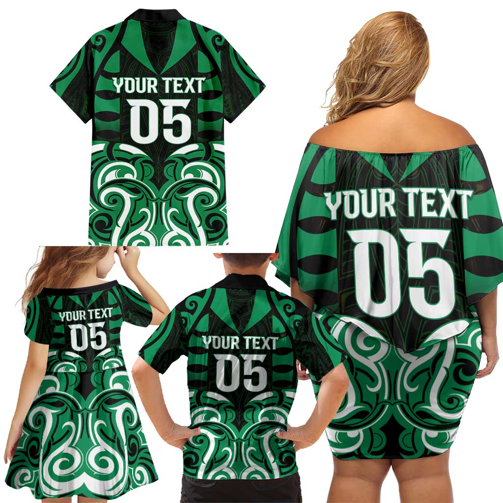 Custom Aotearoa Ngai Tahu Family Matching Off Shoulder Short Dress and Hawaiian Shirt Maori Pattern New Zealand DT05 - Polynesian Pride