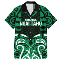 Custom Aotearoa Ngai Tahu Family Matching Off Shoulder Short Dress and Hawaiian Shirt Maori Pattern New Zealand DT05 Dad's Shirt - Short Sleeve Green - Polynesian Pride
