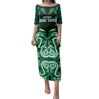Custom Aotearoa Ngai Tahu Family Matching Puletasi and Hawaiian Shirt Maori Pattern New Zealand DT05 Mom's Dress Green - Polynesian Pride