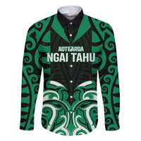 Custom Aotearoa Ngai Tahu Family Matching Short Sleeve Bodycon Dress and Hawaiian Shirt Maori Pattern New Zealand DT05 Dad's Shirt - Long Sleeve Green - Polynesian Pride