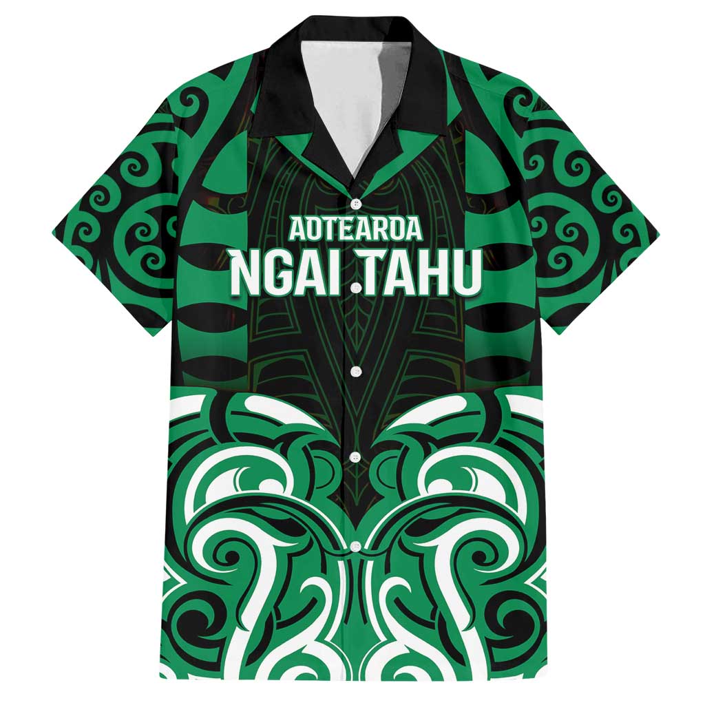 Custom Aotearoa Ngai Tahu Family Matching Summer Maxi Dress and Hawaiian Shirt Maori Pattern New Zealand DT05 Dad's Shirt - Short Sleeve Green - Polynesian Pride