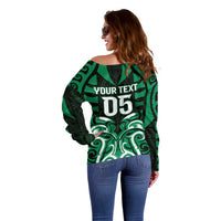Custom Aotearoa Ngai Tahu Off Shoulder Sweater Maori Pattern New Zealand - Polynesian Pride