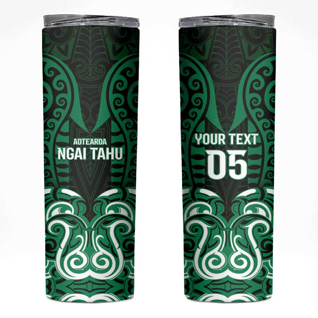Custom Aotearoa Ngai Tahu Skinny Tumbler Maori Pattern New Zealand DT05 Green - Polynesian Pride