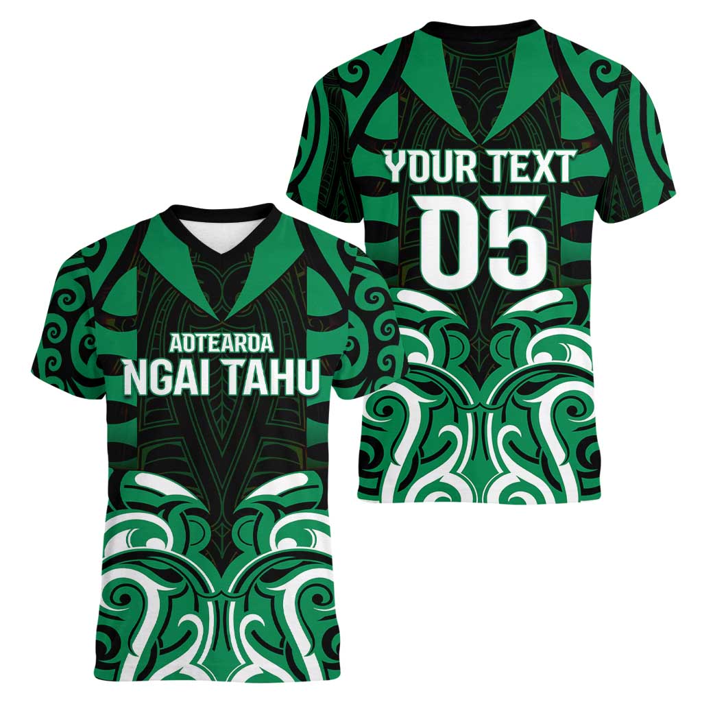 Custom Aotearoa Ngai Tahu Women V-Neck T-Shirt Maori Pattern New Zealand DT05 - Polynesian Pride