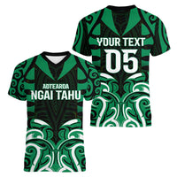 Custom Aotearoa Ngai Tahu Women V-Neck T-Shirt Maori Pattern New Zealand DT05 - Polynesian Pride