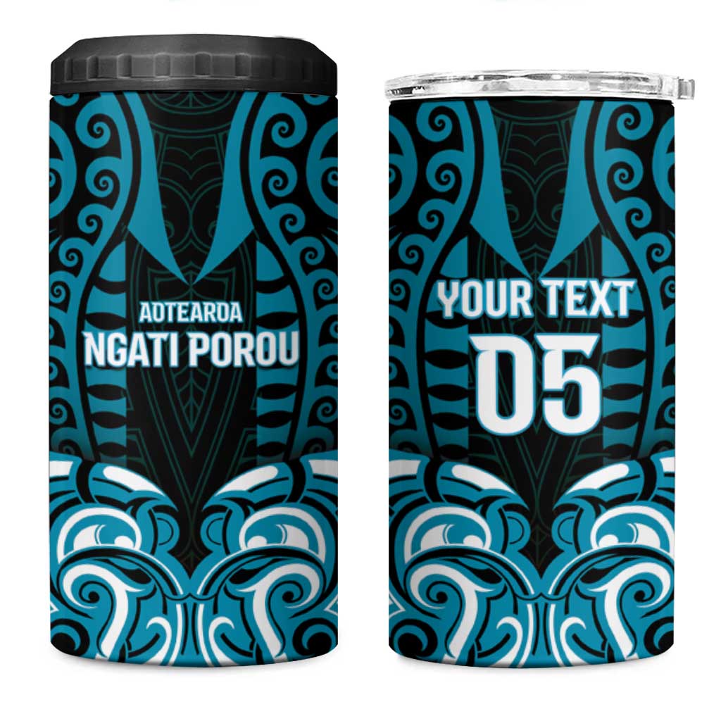 Custom Aotearoa Ngati Porou 4 in 1 Can Cooler Tumbler Maori Pattern New Zealand DT05 One Size: 16 oz Blue - Polynesian Pride