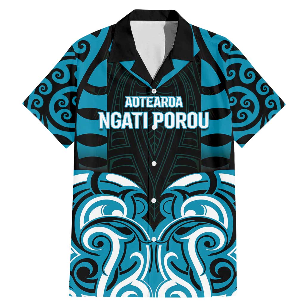 Custom Aotearoa Ngati Porou Family Matching Mermaid Dress and Hawaiian Shirt Maori Pattern New Zealand DT05 Dad's Shirt - Short Sleeve Blue - Polynesian Pride