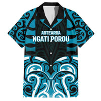 Custom Aotearoa Ngati Porou Family Matching Summer Maxi Dress and Hawaiian Shirt Maori Pattern New Zealand DT05 Dad's Shirt - Short Sleeve Blue - Polynesian Pride