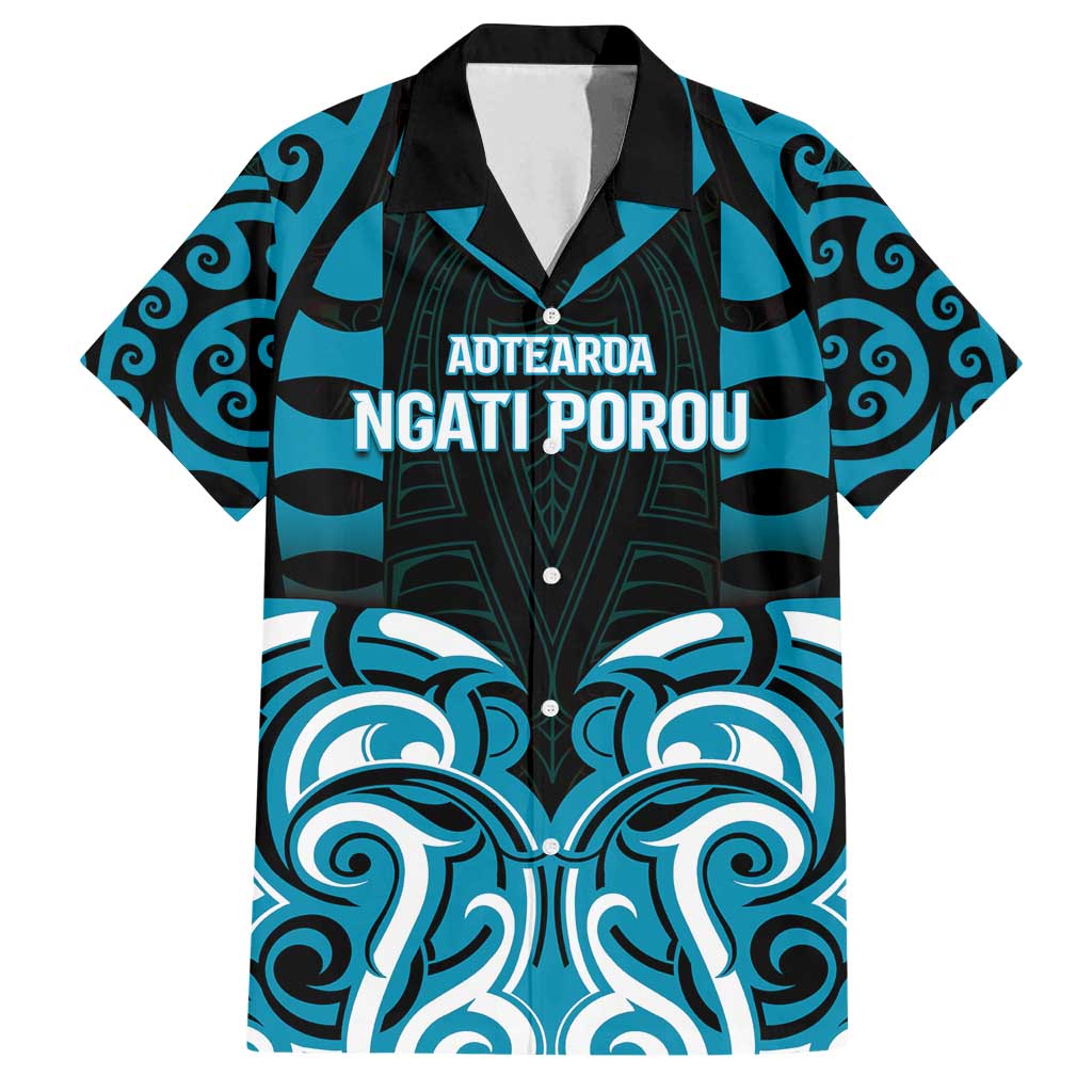 Custom Aotearoa Ngati Porou Family Matching Tank Maxi Dress and Hawaiian Shirt Maori Pattern New Zealand DT05 Dad's Shirt - Short Sleeve Blue - Polynesian Pride