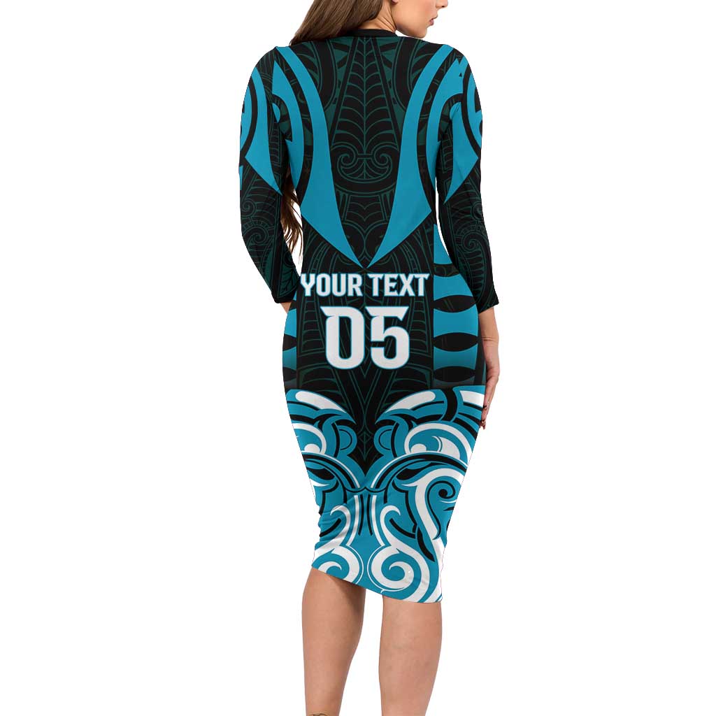 Custom Aotearoa Ngati Porou Long Sleeve Bodycon Dress Maori Pattern New Zealand DT05 - Polynesian Pride