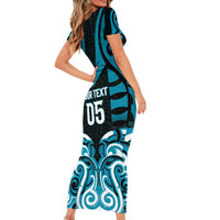 Custom Aotearoa Ngati Porou Short Sleeve Bodycon Dress Maori Pattern New Zealand DT05 - Polynesian Pride