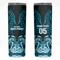 Custom Aotearoa Ngati Porou Skinny Tumbler Maori Pattern New Zealand DT05 Blue - Polynesian Pride