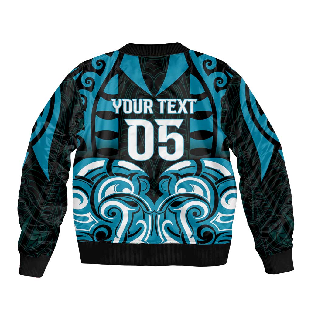 Custom Aotearoa Ngati Porou Sleeve Zip Bomber Jacket Maori Pattern New Zealand - Polynesian Pride
