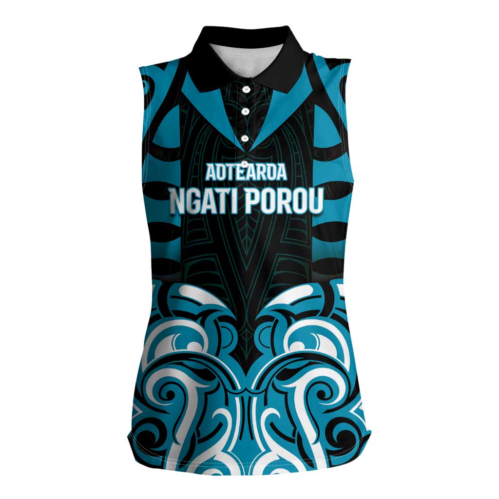 Custom Aotearoa Ngati Porou Women Sleeveless Polo Shirt Maori Pattern New Zealand DT05 Female Blue - Polynesian Pride