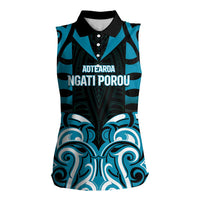 Custom Aotearoa Ngati Porou Women Sleeveless Polo Shirt Maori Pattern New Zealand DT05 Female Blue - Polynesian Pride