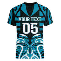 Custom Aotearoa Ngati Porou Women V-Neck T-Shirt Maori Pattern New Zealand DT05 - Polynesian Pride