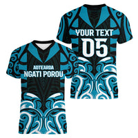 Custom Aotearoa Ngati Porou Women V-Neck T-Shirt Maori Pattern New Zealand DT05 - Polynesian Pride