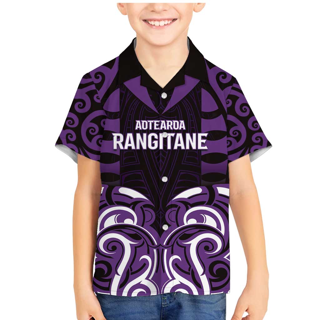 Custom Aotearoa Rangitane Family Matching Mermaid Dress and Hawaiian Shirt Maori Pattern New Zealand DT05 Son's Shirt Purple - Polynesian Pride