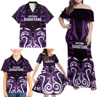 Custom Aotearoa Rangitane Family Matching Off Shoulder Maxi Dress and Hawaiian Shirt Maori Pattern New Zealand DT05 - Polynesian Pride