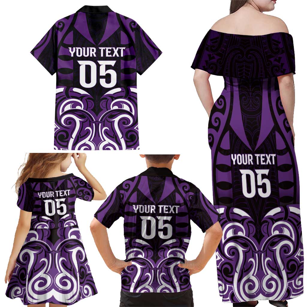 Custom Aotearoa Rangitane Family Matching Off Shoulder Maxi Dress and Hawaiian Shirt Maori Pattern New Zealand DT05 - Polynesian Pride