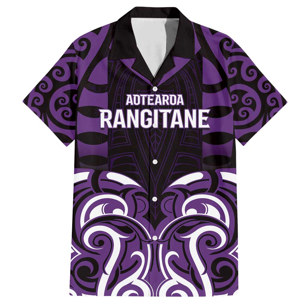 Custom Aotearoa Rangitane Family Matching Summer Maxi Dress and Hawaiian Shirt Maori Pattern New Zealand DT05 Dad's Shirt - Short Sleeve Purple - Polynesian Pride
