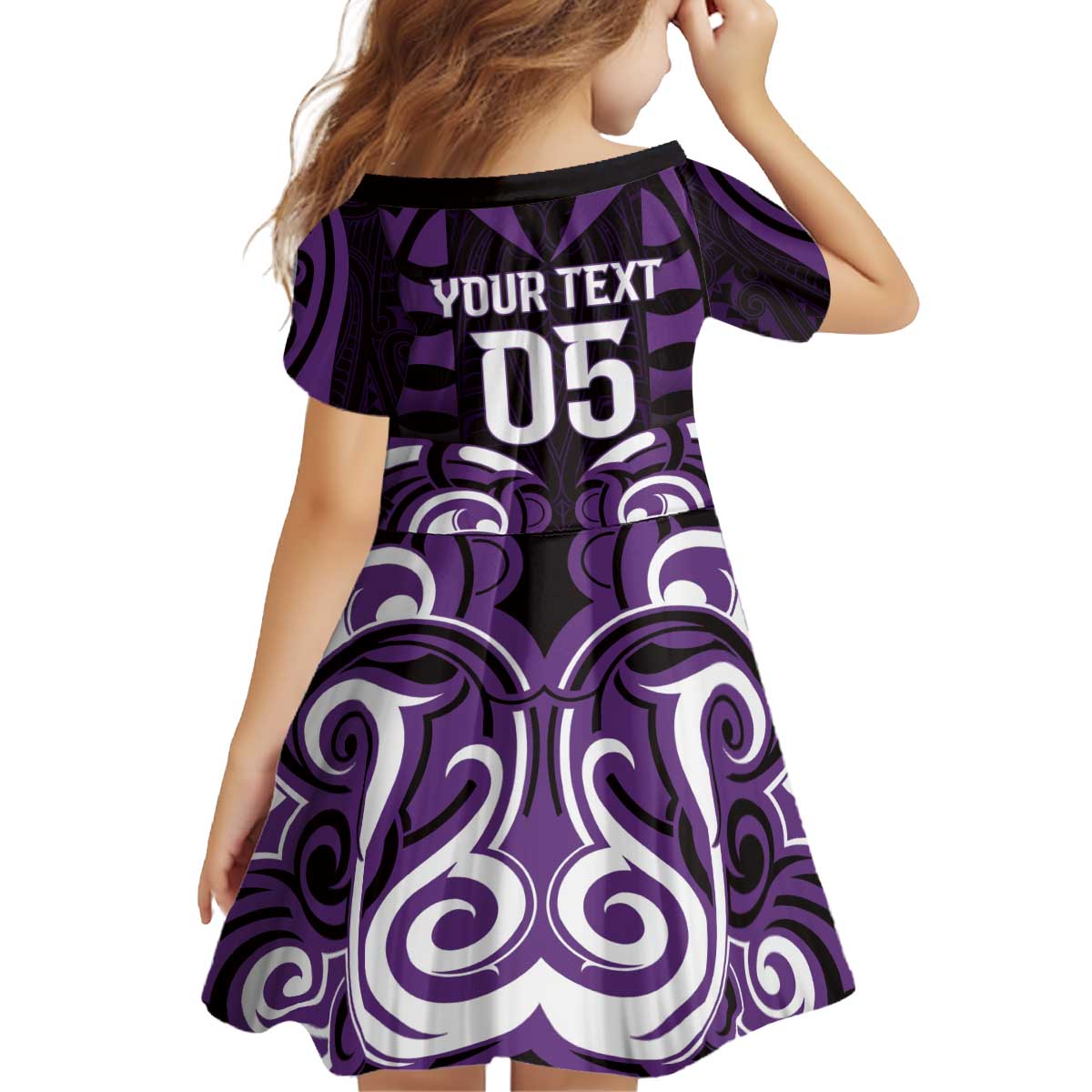 Custom Aotearoa Rangitane Kid Short Sleeve Dress Maori Pattern New Zealand - Polynesian Pride