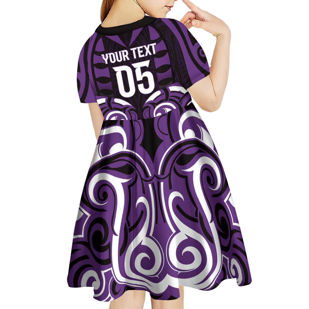 Custom Aotearoa Rangitane Kid Short Sleeve Dress Maori Pattern New Zealand - Polynesian Pride