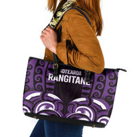 Aotearoa Rangitane Leather Tote Bag Maori Pattern New Zealand DT05 Purple - Polynesian Pride