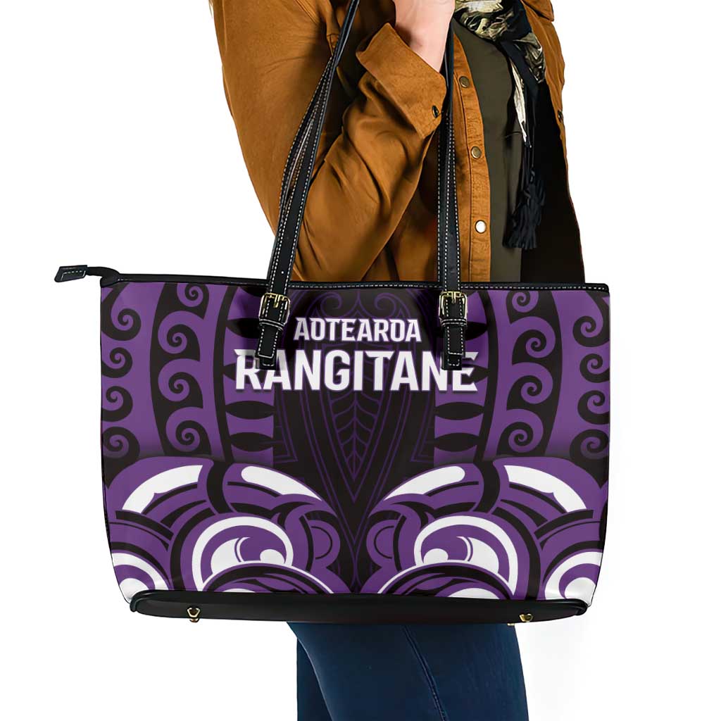 Aotearoa Rangitane Leather Tote Bag Maori Pattern New Zealand DT05 - Polynesian Pride