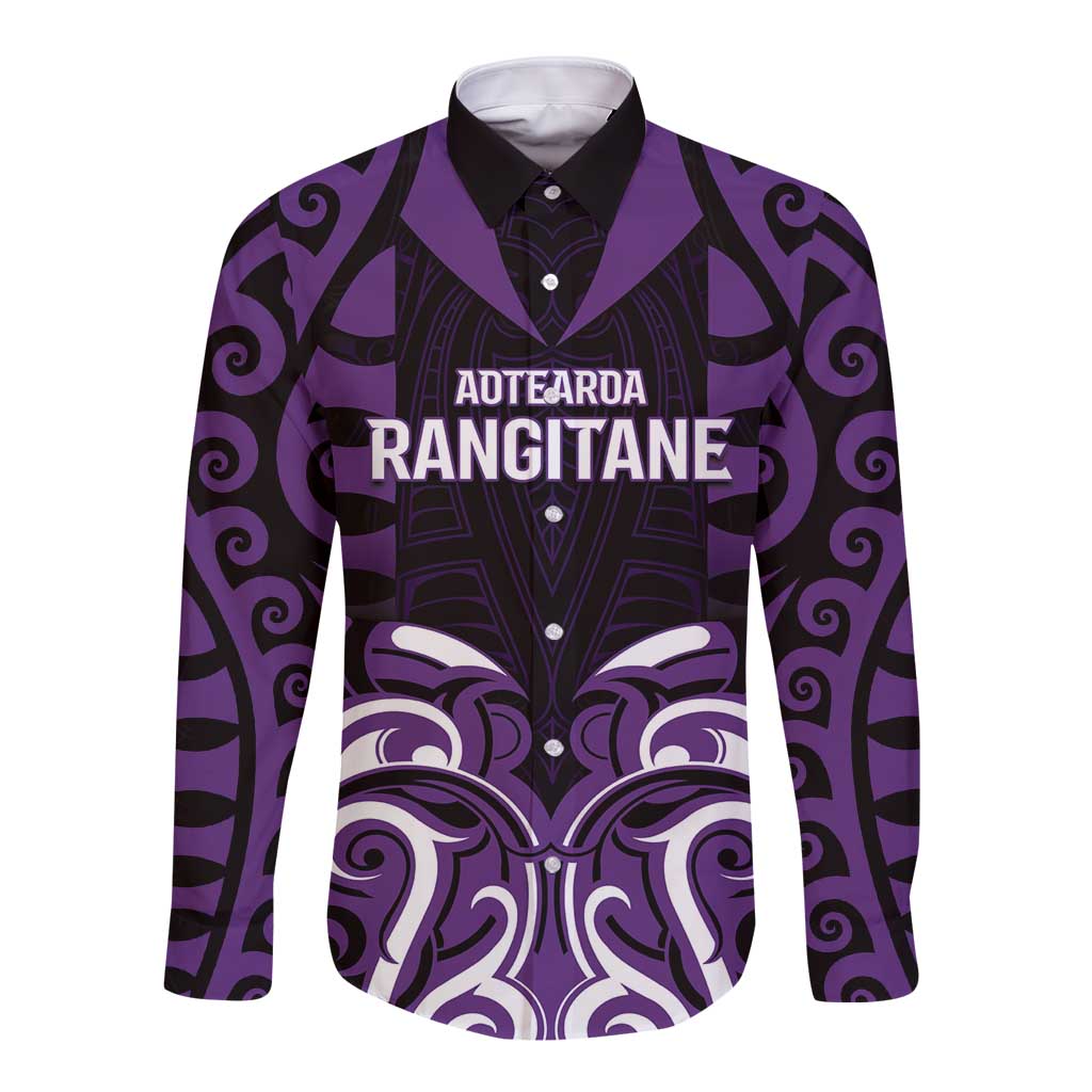 Custom Aotearoa Rangitane Long Sleeve Button Shirt Maori Pattern New Zealand - Polynesian Pride