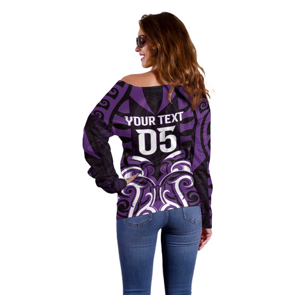 Custom Aotearoa Rangitane Off Shoulder Sweater Maori Pattern New Zealand - Polynesian Pride