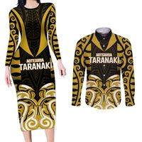Custom Aotearoa Taranaki Couples Matching Long Sleeve Bodycon Dress and Long Sleeve Button Shirt Maori Pattern New Zealand - Polynesian Pride