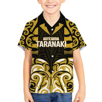 Custom Aotearoa Taranaki Family Matching Off Shoulder Maxi Dress and Hawaiian Shirt Maori Pattern New Zealand DT05 Son's Shirt Yellow - Polynesian Pride