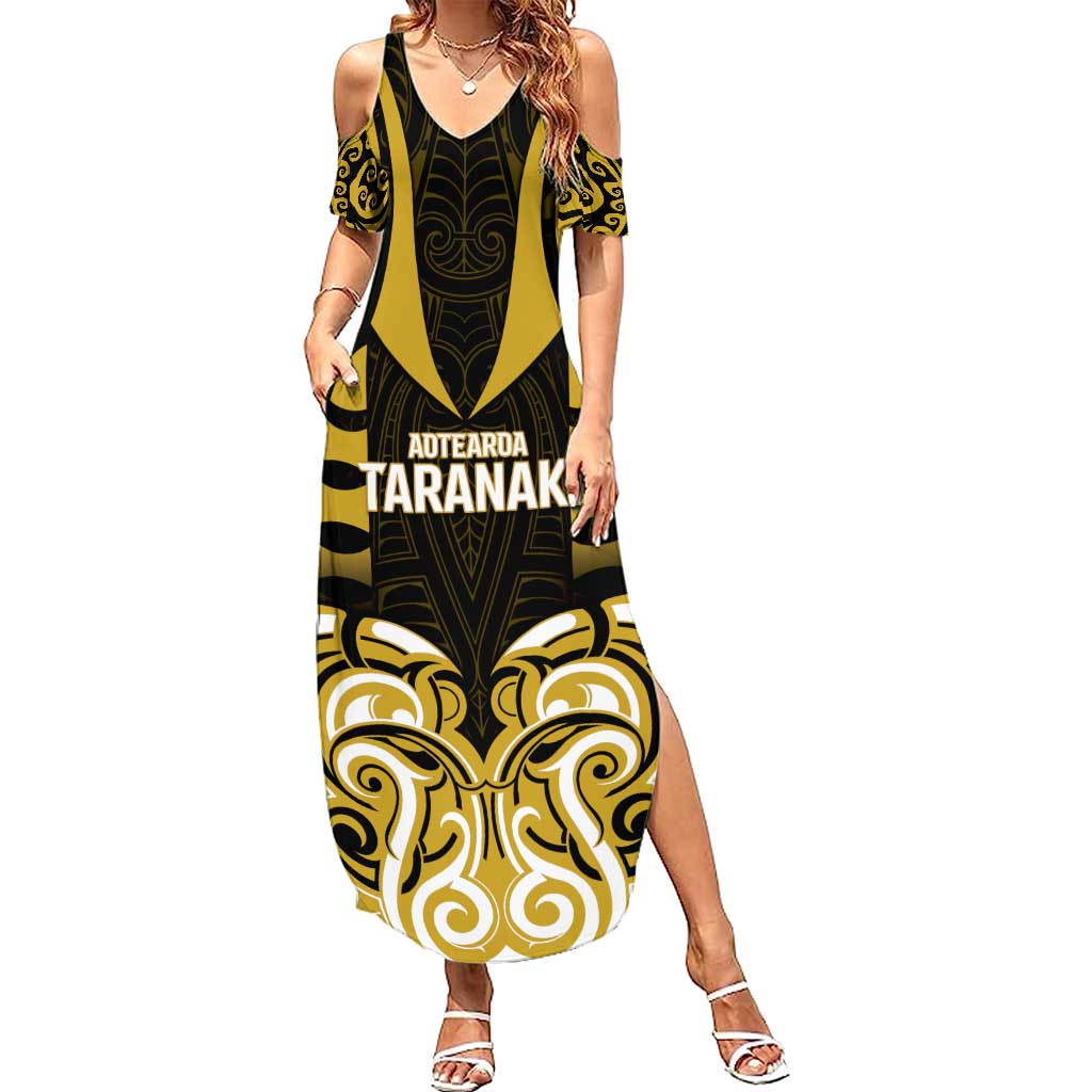 Custom Aotearoa Taranaki Family Matching Summer Maxi Dress and Hawaiian Shirt Maori Pattern New Zealand DT05 Mom's Dress Yellow - Polynesian Pride
