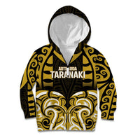 Custom Aotearoa Taranaki Kid Hoodie Maori Pattern New Zealand DT05 Zip Hoodie Yellow - Polynesian Pride
