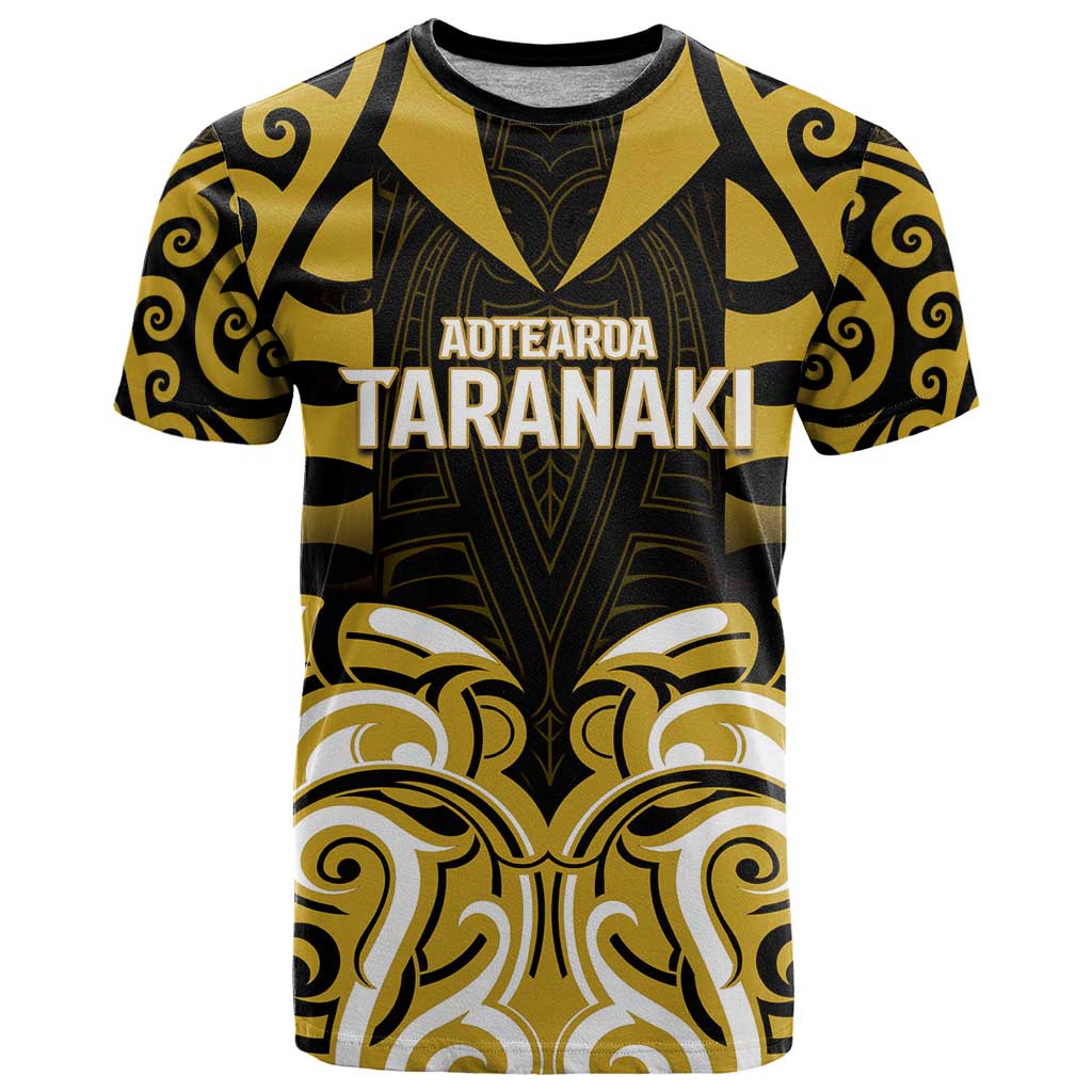 Custom Aotearoa Taranaki T Shirt Maori Pattern New Zealand DT05 Yellow - Polynesian Pride