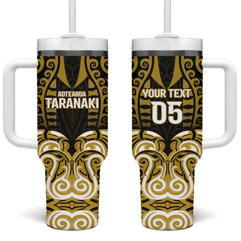 Custom Aotearoa Taranaki Tumbler With Handle Maori Pattern New Zealand DT05 One Size: 40 oz Yellow - Polynesian Pride